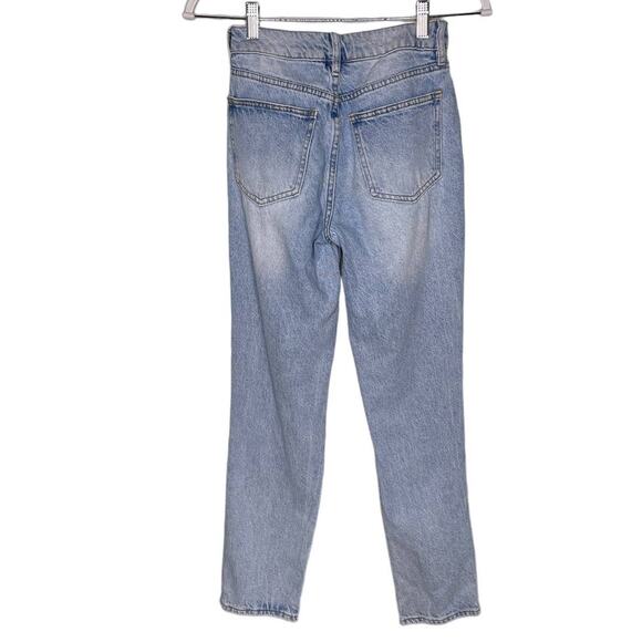 PacSun Distressed Straight Leg High Waisted Tattered Mom Jeans Light Blue 23 - Picture 2 of 10